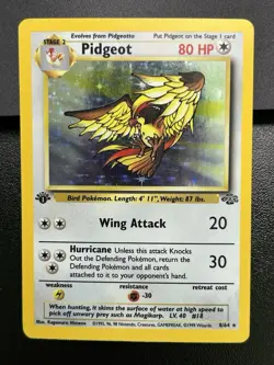 PIDGEOT Pokemon Card - WOTC - 1st Edition - Jungle - 8/64 - HOLO - LP / NM (A) - Image 2