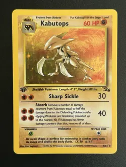 KABUTOPS Pokemon Card - WOTC - 1st Edition - Fossil - 9/62 - HOLO - NM (C) - Image 1
