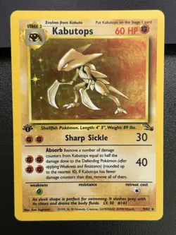 KABUTOPS Pokemon Card - WOTC - 1st Edition - Fossil - 9/62 - HOLO - NM (C) - Image 2