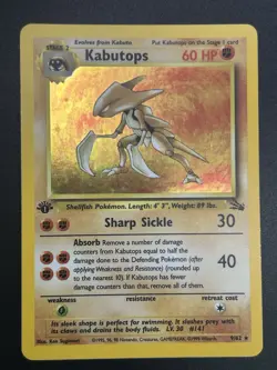 KABUTOPS Pokemon Card - WOTC - 1st Edition - Fossil - 9/62 - HOLO - NM (C) - Image 3