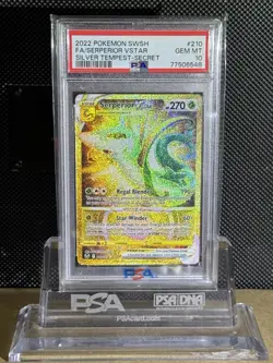 2022 POKEMON SWSH SILVER TEMPEST SECRET FA/ SERPERIOR VSTAR 210/195 PSA 10 - Image 1