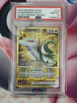 2022 POKEMON SWSH SILVER TEMPEST SECRET FA/ SERPERIOR VSTAR 210/195 PSA 10 - Image 3
