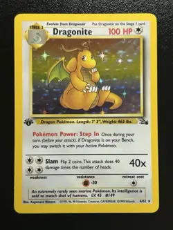 DRAGONITE Pokemon Card - WOTC - 1st Edition - Fossil - 4/62 - HOLO - NM (A) - Image 1