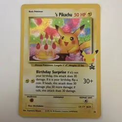 Birthday Pikachu #24 Holo Bleed 25th Anniversary Celebrations Pokemon Card NM-M - Image 1