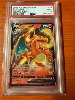 2023 POKEMON SWORD AND SHIELD CROWN ZENITH #018 CHARIZARD V CROWN ZENITH PSA 9 - Image 1