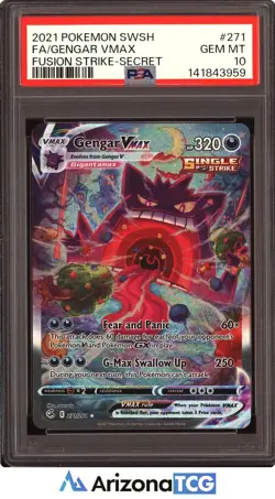 Pokemon 2021 Gengar VMAX 271/264 Alt Art Fusion Strike GEM MINT PSA 10 - Image 1