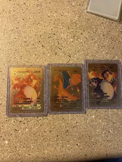 2020 Pokemon TCG Textured Gold Foil Fan Art Charizard (lot Of 3) - Image 1