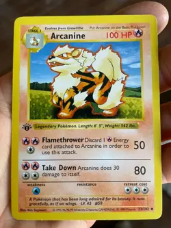 1999 Pokemon Shadowless 1st Edition Base Set Arcanine #23 - Image 1