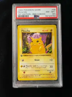 1999 Pokemon Base Set 1st Edition Shadowless Pikachu Red Cheeks #58 PSA 8.5 - Image 1