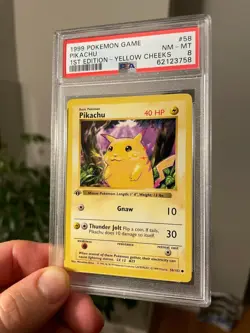 1999 Pokemon Base Set 1st Edition Shadowless Pikachu Yellow Cheeks #58 PSA 8 - Image 3