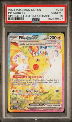 2024 Pokemon Surging Sparks Pikachu EX #238 Special Illustration Rare PSA 10 GEM - Image 1