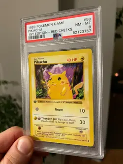 1999 Pokemon Base Set 1st Edition Shadowless Pikachu Red Cheeks #58 PSA 8 - Image 1