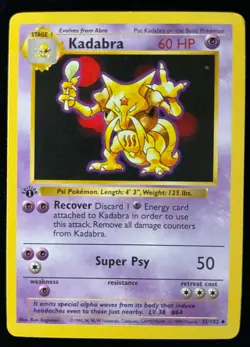 1999 Pokemon Shadowless 1st Edition Base Set Kadabra #32 - Image 1