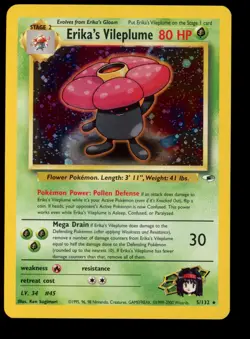 2000 WOTC POKEMON GYM HEROES UNLIMITED ERIKA'S VILEPLUME 5/132 HOLO RARE LP - Image 1