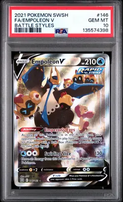 2021 POKEMON SWORD & SHIELD BATTLE STYLES #146 FULL ART/EMPOLEON V PSA 10 - Image 1