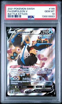 2021 POKEMON SWORD & SHIELD BATTLE STYLES #146 FULL ART/EMPOLEON V PSA 10 - Image 1