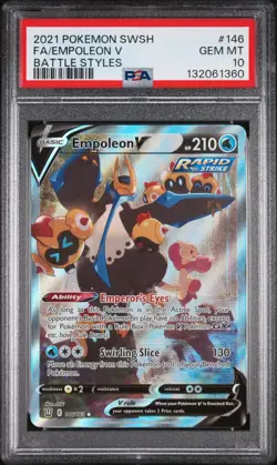 2021 POKEMON SWORD & SHIELD BATTLE STYLES #146 FULL ART/EMPOLEON V PSA 10 - Image 1