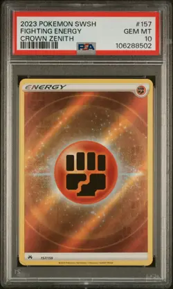 2023 POKEMON SWORD & SHIELD CROWN ZENITH #157 FIGHTING ENERGY PSA 10 - Image 1