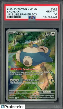 2023 Pokemon SVP EN 151 Elite Trainer Box #051 Snorlax PSA 10 GEM MINT - Image 1