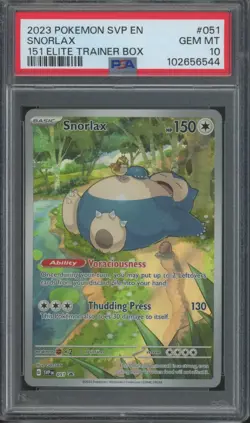 2023 Pokemon SVP EN 151 Elite Trainer Box #051 Snorlax Gem Mint PSA 10 - Image 1