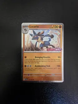 Lucario 114/198 Scarlet & Violet Stamped PROMO Cosmos Holo Pokemon Card - NM - Image 1