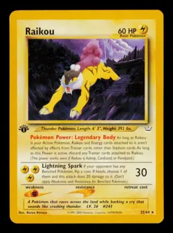 Pokemon Card Raikou 22/64 1ST EDITION Neo Revelation Rare WOTC LP 2000 - Image 1