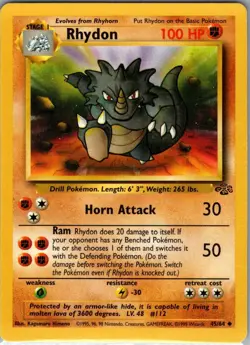 Rhydon 45/64 Non Holo Jungle - Pokemon Card - NM - Image 1