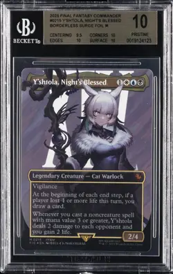 2025 MTG FINAL FANTASY COMMANDER BORDERLESS SURGE FOIL #0215 Y'SHTOLA BGS 10 - Image 1