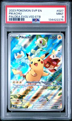 2023 POKEMON SVP EN-SV PALDEA EVOLVED ETB PROMO #027 PIKACHU PSA 9 - Image 1
