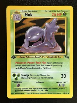 MUK Pokemon Card - WOTC - 1st Edition - Fossil - 13/62 - HOLO - NM (A) - Image 1