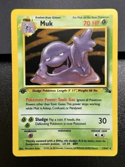 MUK Pokemon Card - WOTC - 1st Edition - Fossil - 13/62 - HOLO - NM (A) - Image 2
