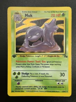 MUK Pokemon Card - WOTC - 1st Edition - Fossil - 13/62 - HOLO - NM (A) - Image 3