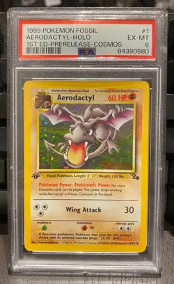 Aerodactyl Holo 1999 1/62 Pokemon Fossil 1st Edition Pre Release PSA 6 - Image 1
