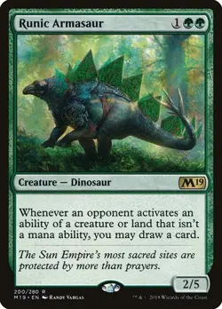 Runic Armasaur 1x FOIL M19 MTG Core Set 2019 Rare MINT green - Image 1