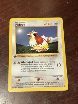 Pokemon Card - Pidgey Base Set (Shadowless) 57/102 1st Edition NM - Image 1