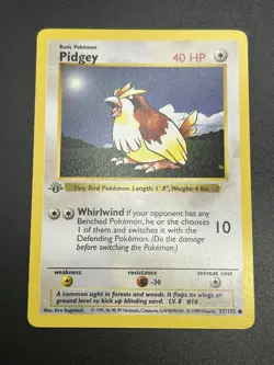 PIDGEY Pokemon Card - WOTC - 1st Edition - Base Set - Shadowless - 57/102 - NM - Image 2