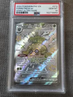 2024 Pokemon Forretress ex 212/091 Paldean Fates Holo Shiny Ultra Rate PSA 10 - Image 1