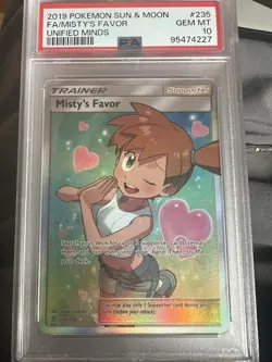 PSA 10 FULL ART MISTY'S FAVOR 2019 POKEMON SUN & MOON UNIFIED MINDS 235/236 - Image 1