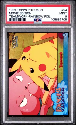 1999 TOPPS POKEMON THE MOVIE EDT TEAMWORK-RAINBOW FOIL #54 MOVIE EDITION PSA 9 - Image 1