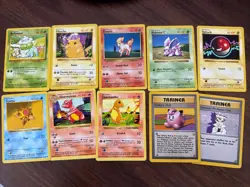 Pokemon Base Set Mixed Lot Pikachu Bulbasaur Charmander 1999 WOTC 10 Cards - Image 1