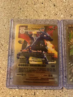 Pokemon TCG Textured Gold Foil, Fan Art (lot Of 3) Charizard, And Frog Blower - Image 2