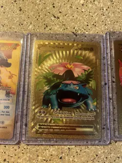 Pokemon TCG Textured Gold Foil, Fan Art (lot Of 3) Charizard, And Frog Blower - Image 3
