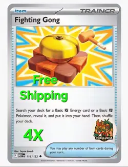 4x Fighting Gong 116/132 x4 - Mega Evolutions - Pokemon TCG - Playset - Image 1