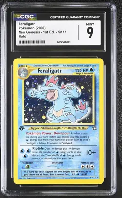 CGC 9 MINT Feraligatr Neo Genesis 1st Edition 5/111 Holo Pokemon Card - Image 1