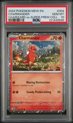 2024 POKEMON MEW EN-151 CHARIZARD EX SUPER-PREM COLL #004 CHARMANDER PSA 10 - Image 1