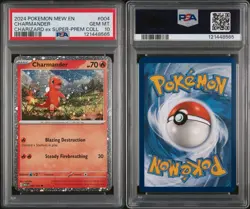 2024 POKEMON MEW EN-151 CHARIZARD EX SUPER-PREM COLL #004 CHARMANDER PSA 10 - Image 2