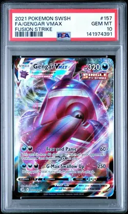 2021 Pokemon Fusion Strike Gengar VMAX Secret Rare Alt Art #157 PSA 10 - Image 1