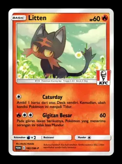 Pokemon Litten 182/SM-P KFC Kentucky Fried Chicken Promo Card - Image 1