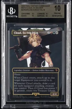 2025 MTG FINAL FANTASY COMMANDER BORDERLESS SURGE FOIL #0210 CLOUD BGS 10 - Image 1