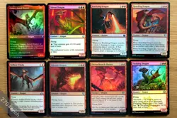 Set of 8 FOIL Uncommon Flying Red Dragons *NM* (Magic Commander EDH MTG English) - Image 1